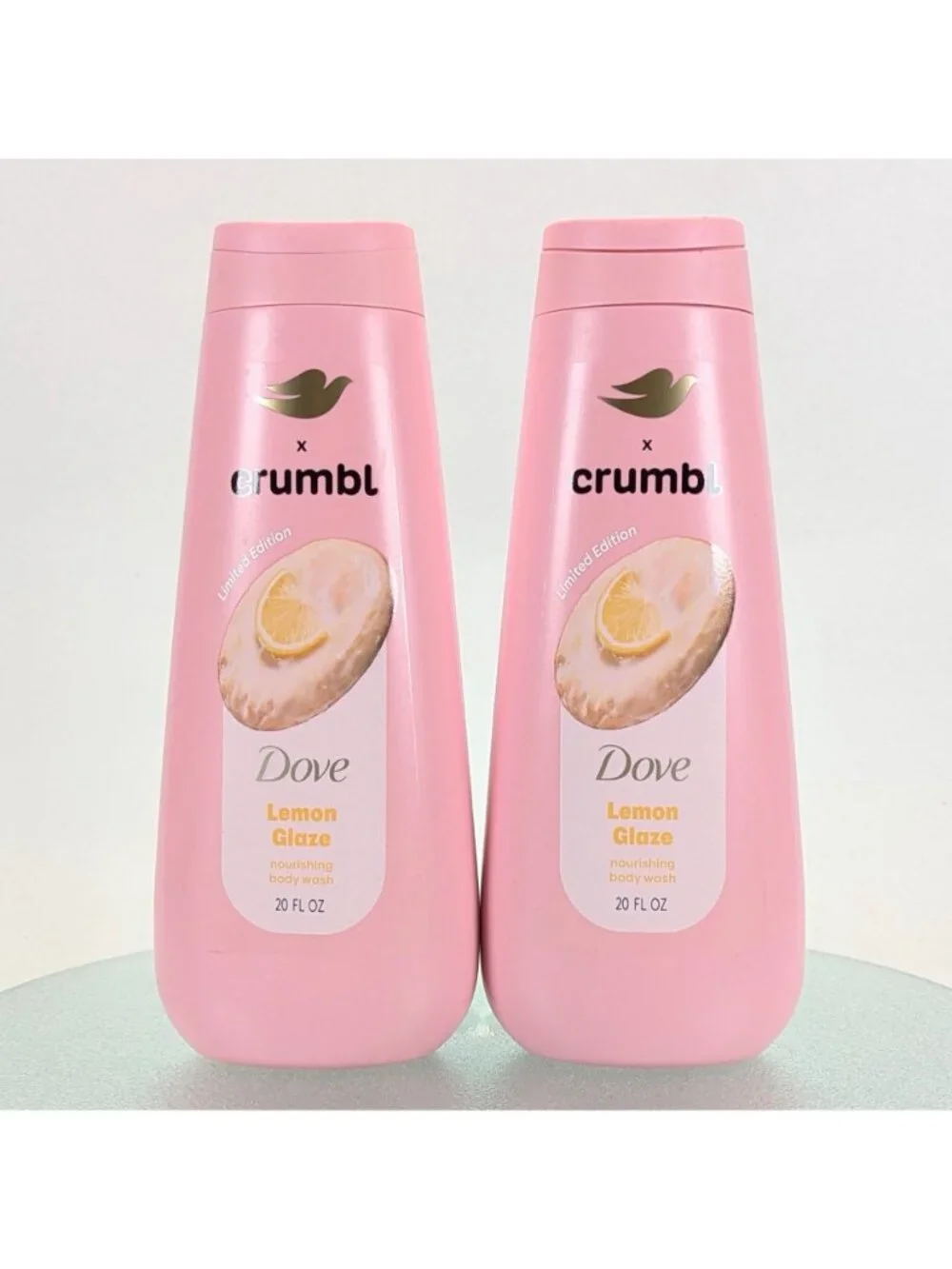 Dove x Crumbl Lot Of 2 Lemon Glaze Body Wash 20 oz - Limited Edition - NEW